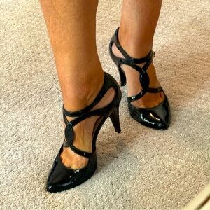 Tahari Elegant Black Strappy Heels